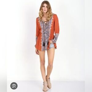 Free People/ Wildest Moment Lace Up Tunic/ Color Persimmon/ Size US S